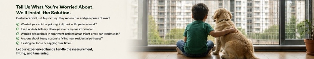 Family and pet safety concerns around a protected balcony